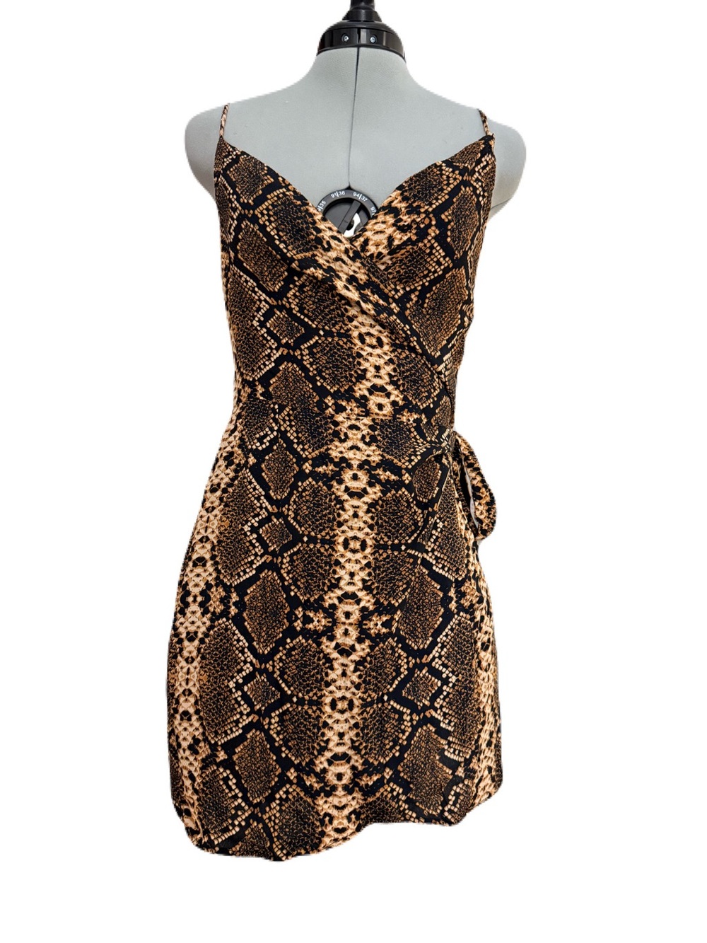 NWT Olivaceous Snake Print Wrap Mini Dress Side Tie S - Picture 4 of 12